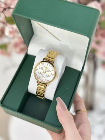 ساعة Michael Kors ذهبية بنقشة MK